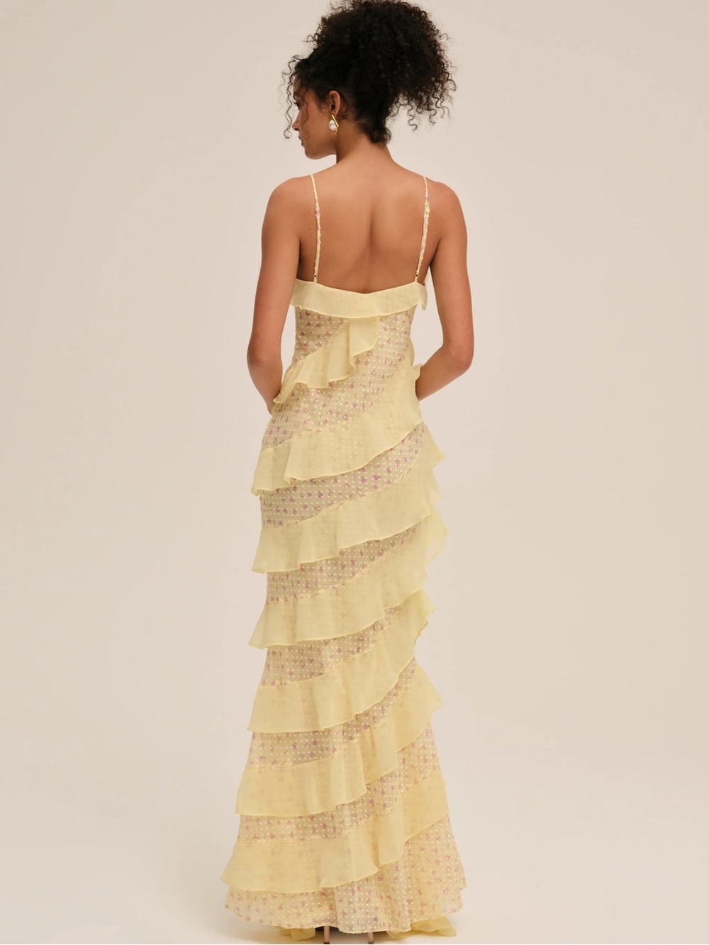 For Love & Lemons Debby Tiered Ruffle Midi Dress Size Medium NWT - Picture 5 of 11